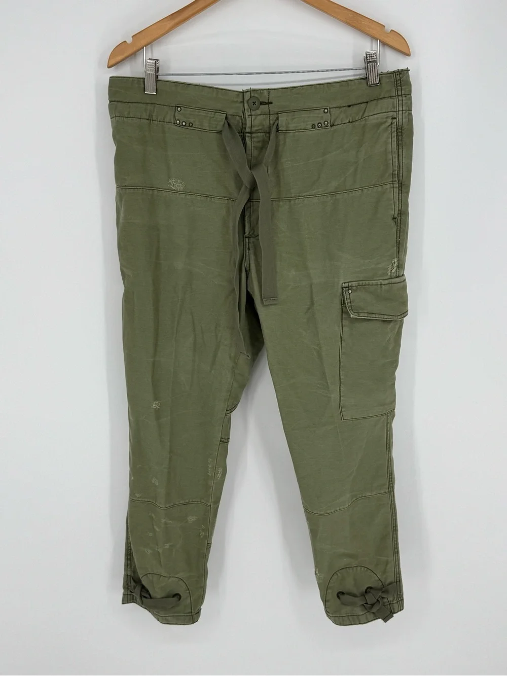 Free People Olive Green Cropped Cargo Pants